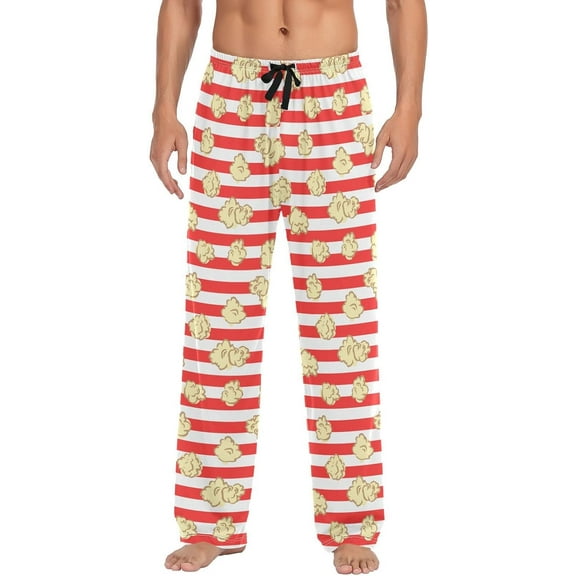 SKQIT Stripes Popcorn Men's Pajama Pants Soft Comfy Sleep Lounge Pants Pjs Bottoms with Pockets