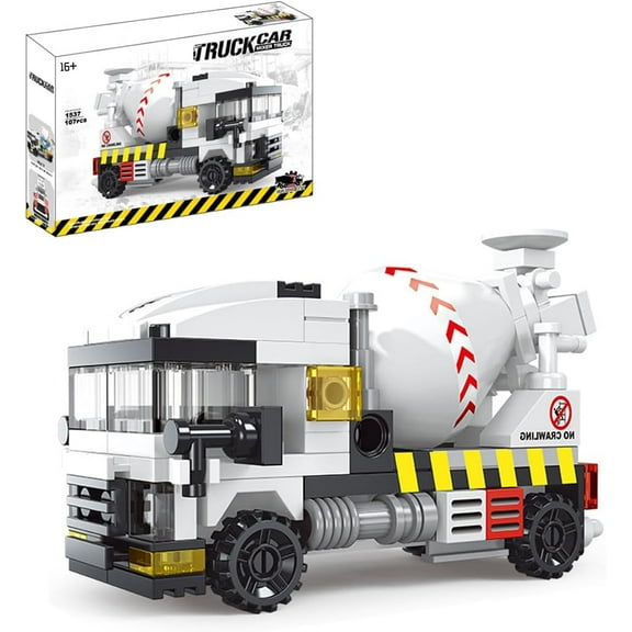 SKQIT Technology Concrete Mixer Truck Model Building Set, Truck Vehicle Building Block Construction Toy - 107 Pieces