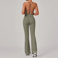 thumbnail image 1 of SKQIT Women 2 Piece Workout Sets Padded Cross Back Crop Tank High Waist Flare Leggings Sets Yoga Outfits, 1 of 7