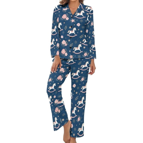 SKQIT Women Long Sleeve Pajama Set Comfy Pjs Sets Seahorse Coral Bubbles 2 Piece Lounge Set