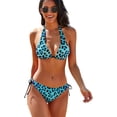 thumbnail image 1 of SKQIT Women Sexy Bikini Set Halter Side Tie Two Piece Leopard Print Swimsuit Triangle Bathing Suits, 1 of 7
