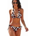 thumbnail image 1 of SKQIT Women Sexy Bikini Set Halter Side Tie Two Piece Leopard Print Swimsuit Triangle Bathing Suits, 1 of 7