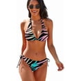 thumbnail image 1 of SKQIT Women's 2 Piece Swimsuits Triangle Thong Bikini Zebra Striped Bikini Bathing Suits Set, 1 of 12