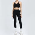 thumbnail image 1 of SKQIT Women's 2 Piece Workout Set Ruched Longline Sports Bra & High Waisted Leggings Removable Pads Yoga Pilates Outfit, 1 of 7