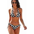 thumbnail image 1 of SKQIT Women's Halter String Swimsuits Simple Geometry Print Triangle Bikini Sets Sexy Tie Side Swimwear 2 Piece Suits, 1 of 10
