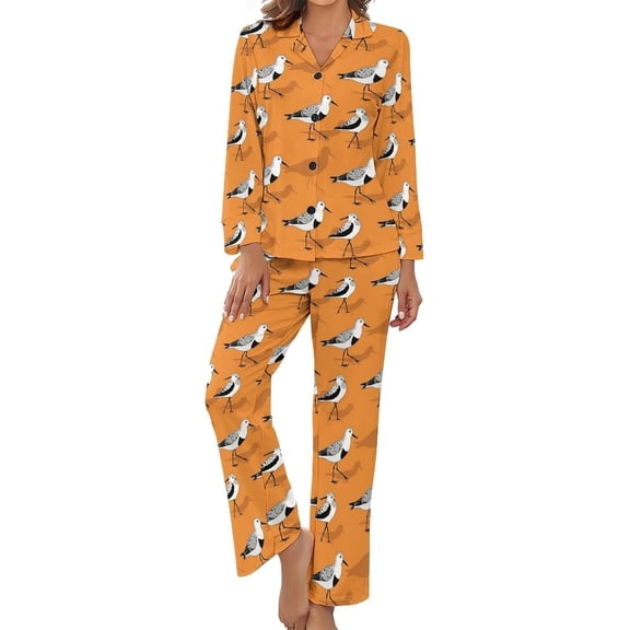 SKQIT Women's Pajama Sets Black White Floral Horse Long Sleeve Lounge Sets Pjs Sleepwear with Pockets