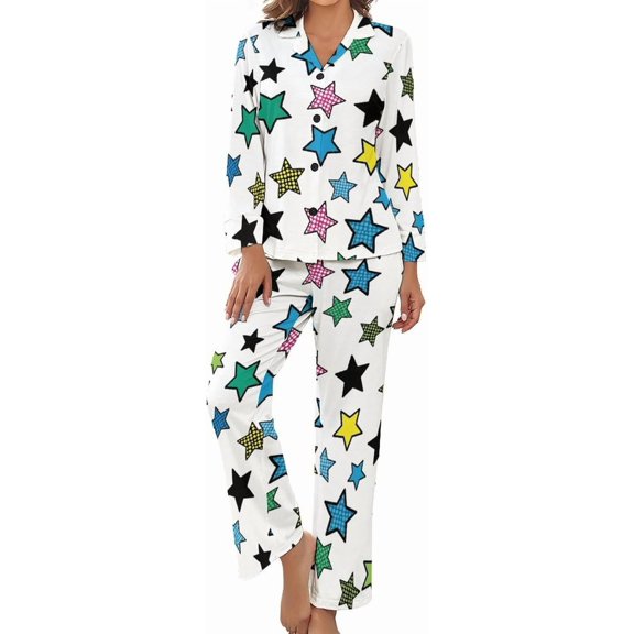 SKQIT Women's Pajama Sets Christmas Trees Gingerbread Candy Long Sleeve Lounge Sets Pjs Sleepwear with Pockets