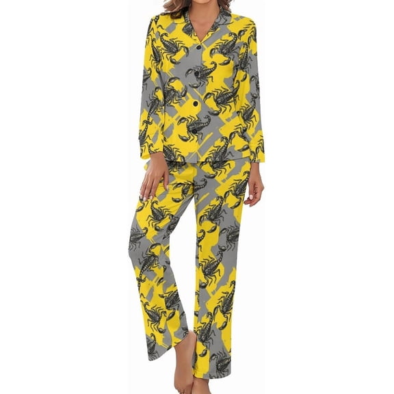 SKQIT Women's Pajama Sets Sandwich Eggs Stars Long Sleeve Lounge Sets Pjs Sleepwear with Pockets