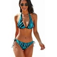 thumbnail image 1 of SKQIT Women's Two Piece Bikini Sets Zebra Striped Swimsuit Halter Triangle Tie Side Bathing Suit, 1 of 7