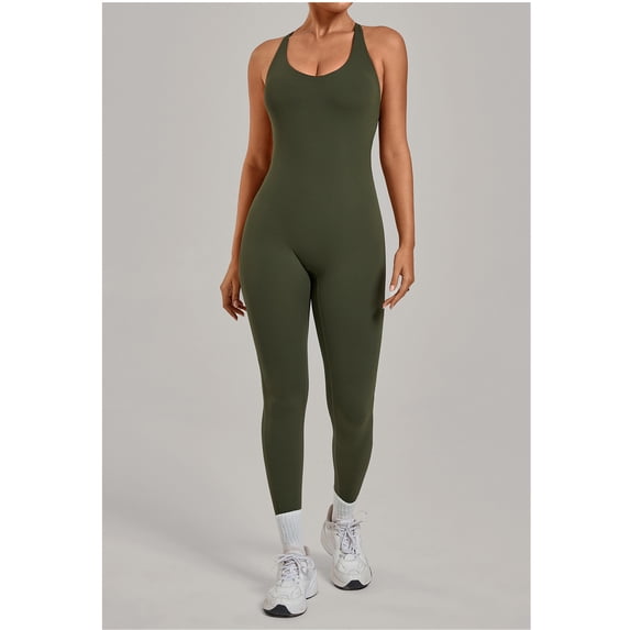 SKQIT Women's Workout Jumpsuit Sleeveless Criss Cross Backless Yoga Jumpsuit Pants Romper