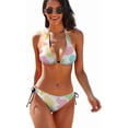 thumbnail image 1 of SKQIT Womens Cow Print 2 Piece Swimsuits Sexy Triangle Halter Thong Bikini Set Bathing Suit, 1 of 7