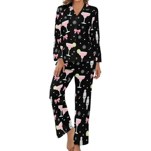 SKQIT Womens Pajamas Set Cocktails Bows Nutcrackers Soft Long Sleeve Sleepwear Button Down Sets