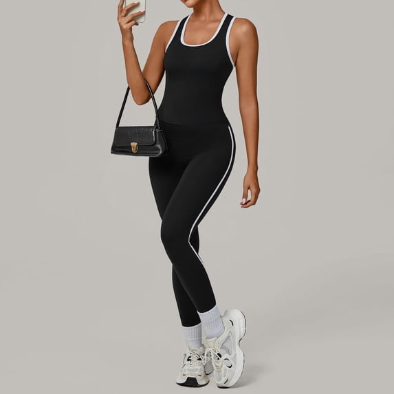 SKQIT Womens Workout Set Two Piece Racerback Color Block Sports Bra Matching High Waist Leggings Gym Work Pilates Outfits