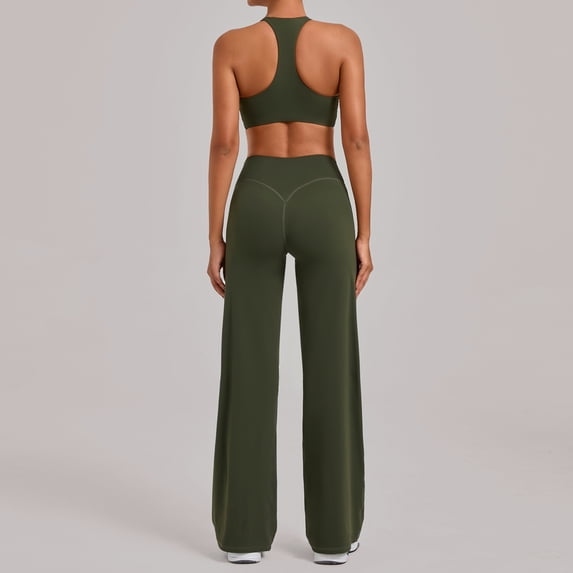 SKQIT Womens Workout Sets 2 Piece Yoga Outfits Racerback Tank Top High Waist Flare Leggings Gym Sets