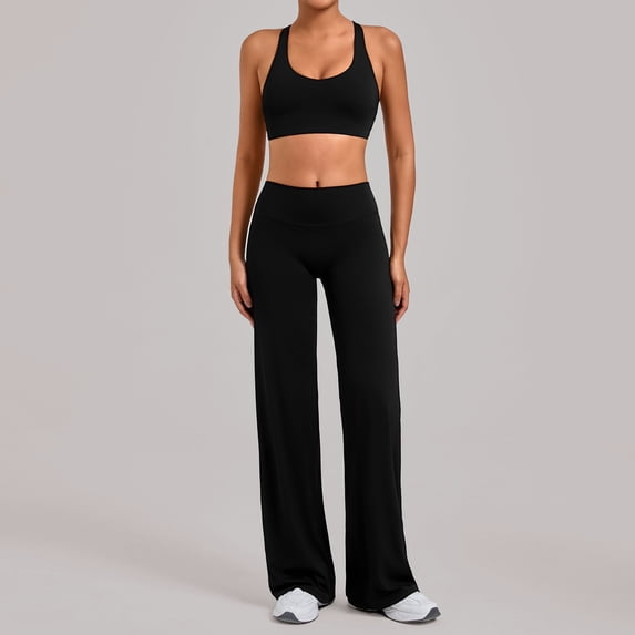 SKQIT Womens Workout Sets 2 Piece Yoga Outfits Racerback Tank Top High Waist Flare Leggings Gym Sets