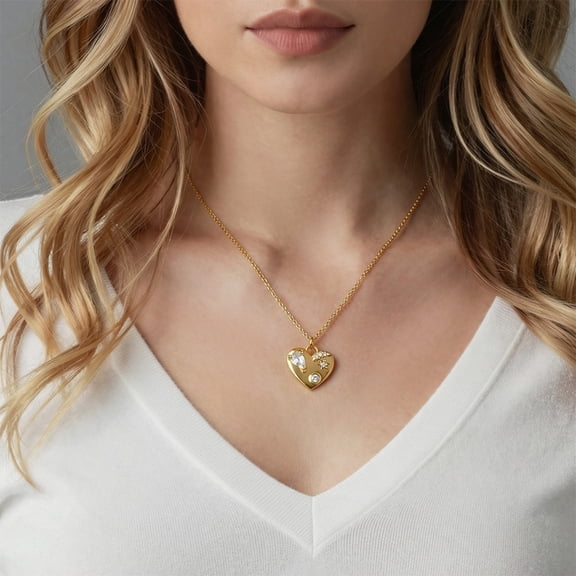 SKQIT Zircon Heart Necklaces for Women Plated Elegant Love Pendant Couple Choker Necklace Collier Femme Party Jewelry Gift