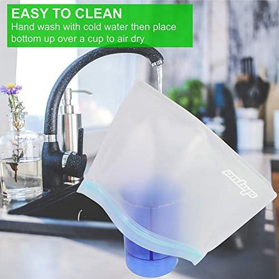 SKQUE 12 Pack Extra Thick Reusable Storage Bags - Leakproof Seal Food Grade PEVA Sandwich Bags Kids Snacks, Fruit, Travel Storage, BPA Free, Freezer Safe (4 Small, 4 Large, 4 Medium)