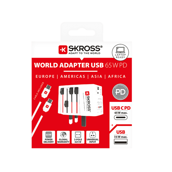 SKROSS World Travel adaptor MUV USB AC65PD