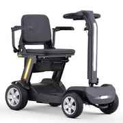 SKRT Foldable Mobility Scooter for Adults & Senior, 4 Wheels Powered Device for Travel, Lightweight and Portable, with LED Strip Light, Storage Bag, Charger Included, No Assemble required