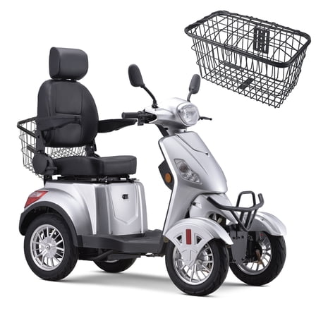 SKRT Large 4 Wheels Mobility Scooter (XW-E01), Electric Heavy Duty Wheelchair Device, 500 LBS Capacity for Seniors & Adults, Speed Adjust, Rear Trunk, Seat Extension