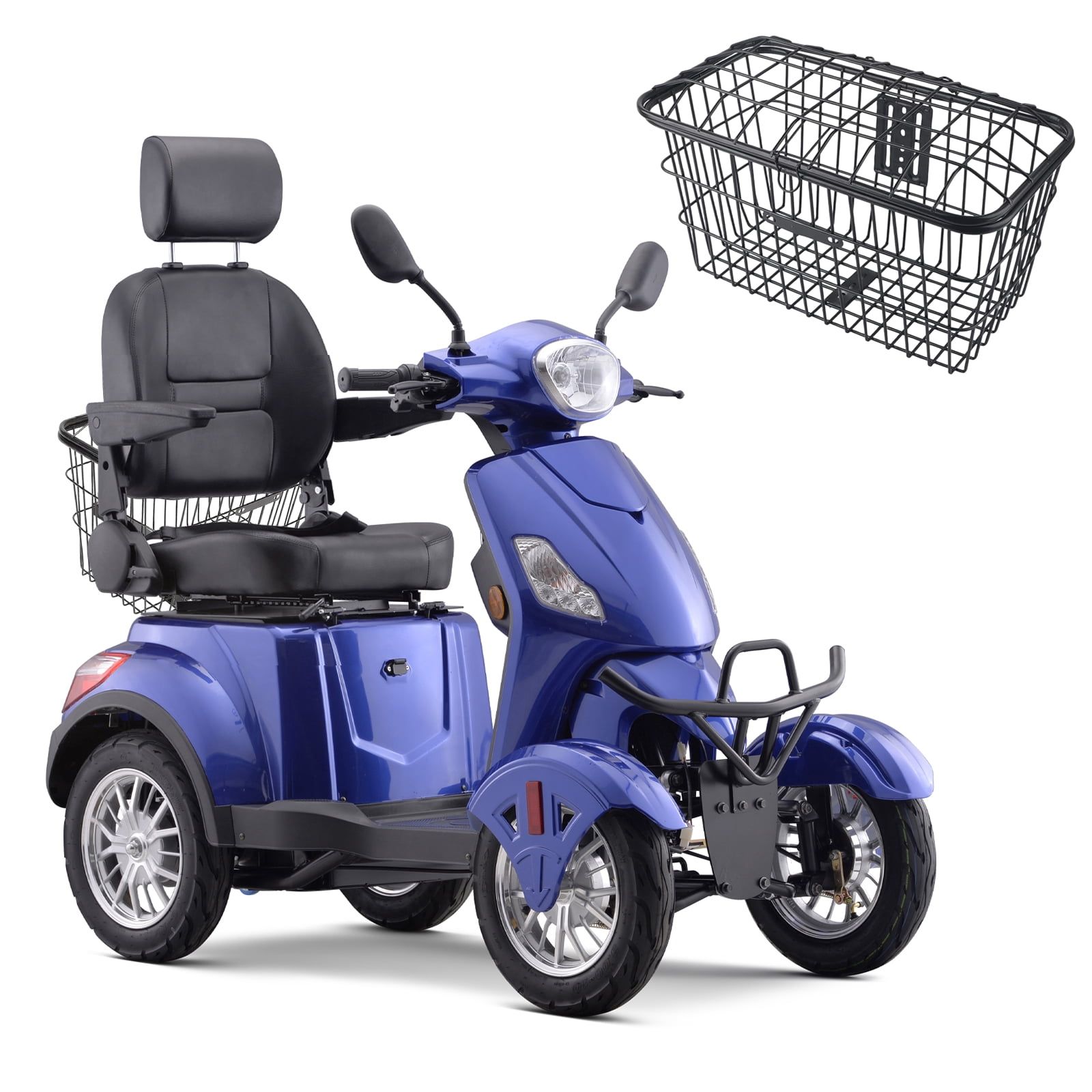SKRT Large 4 Wheels Mobility Scooter (XW-E01), Electric Heavy Duty Wheelchair Device, 500 LBS Capacity for Seniors & Adults, Speed Adjust, Rear Trunk, Seat Extension