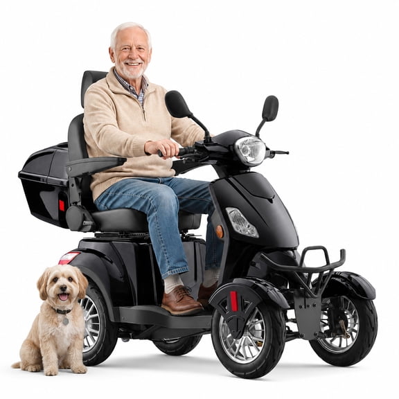 SKRT Large 4 Wheels Mobility Scooter (XW-E01), Electric Heavy Duty Wheelchair Device, 500 LBS Capacity for Seniors & Adults, Speed Adjust, Rear Trunk, Seat Extension