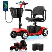 SKRT Mobility Scooter for Adults, Senior, skmc 4 Wheels Electric Powered Chargeable Device for Travel, Lightweight and Portable, with LED Headlights and Basket, Charger Included