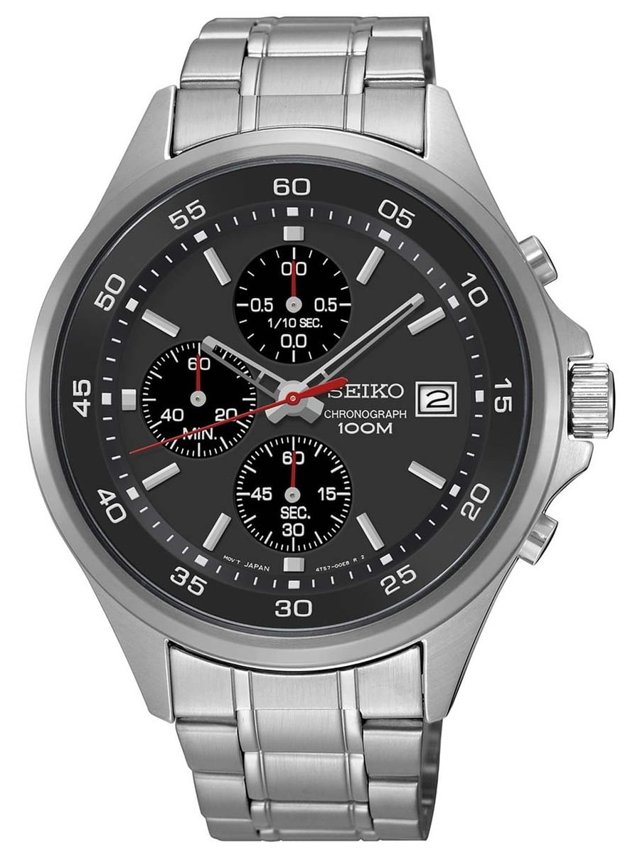 SK SKS477 Men's Black Dial Stainless Steel Bracelet Chronograph Watch