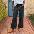 thumbnail image 1 of SKSloeg Teacher Pants Flare Wide Leg Capris Work Pants Business Casual Cropped Linen Pants High Waisted Petite Ankle Pants with Pockets Black L, 1 of 4