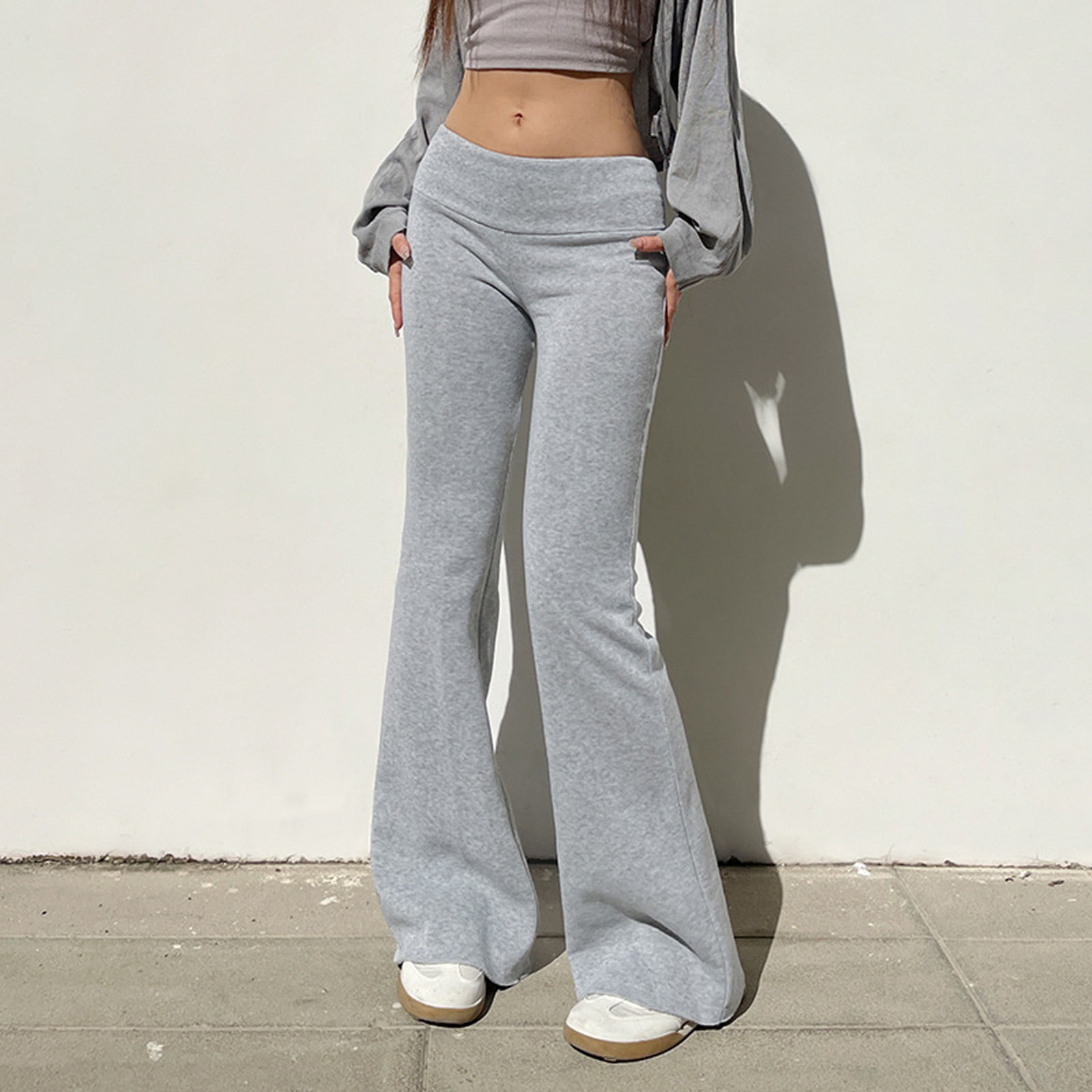 SKSloeg Grey Leggings for Women Flare Leggings Trendy SKSloeg Grey Leggings for Women Flare Leggings Trendy