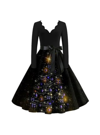 Long sleeve black christmas dress sale