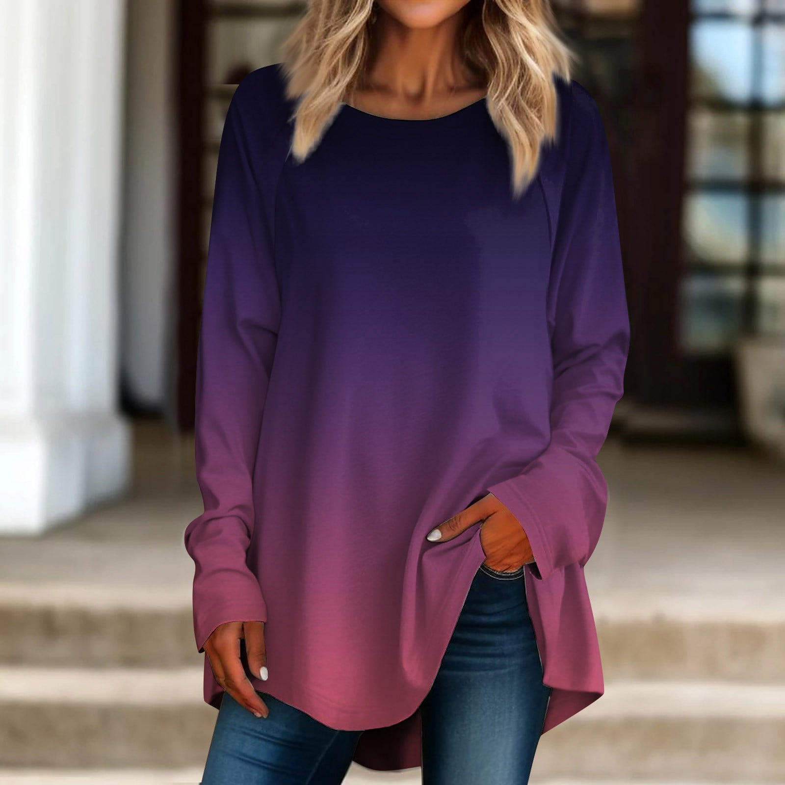 3/4 Sleeve Printed Tunic By Denim 24/7| Plus Size Tunics