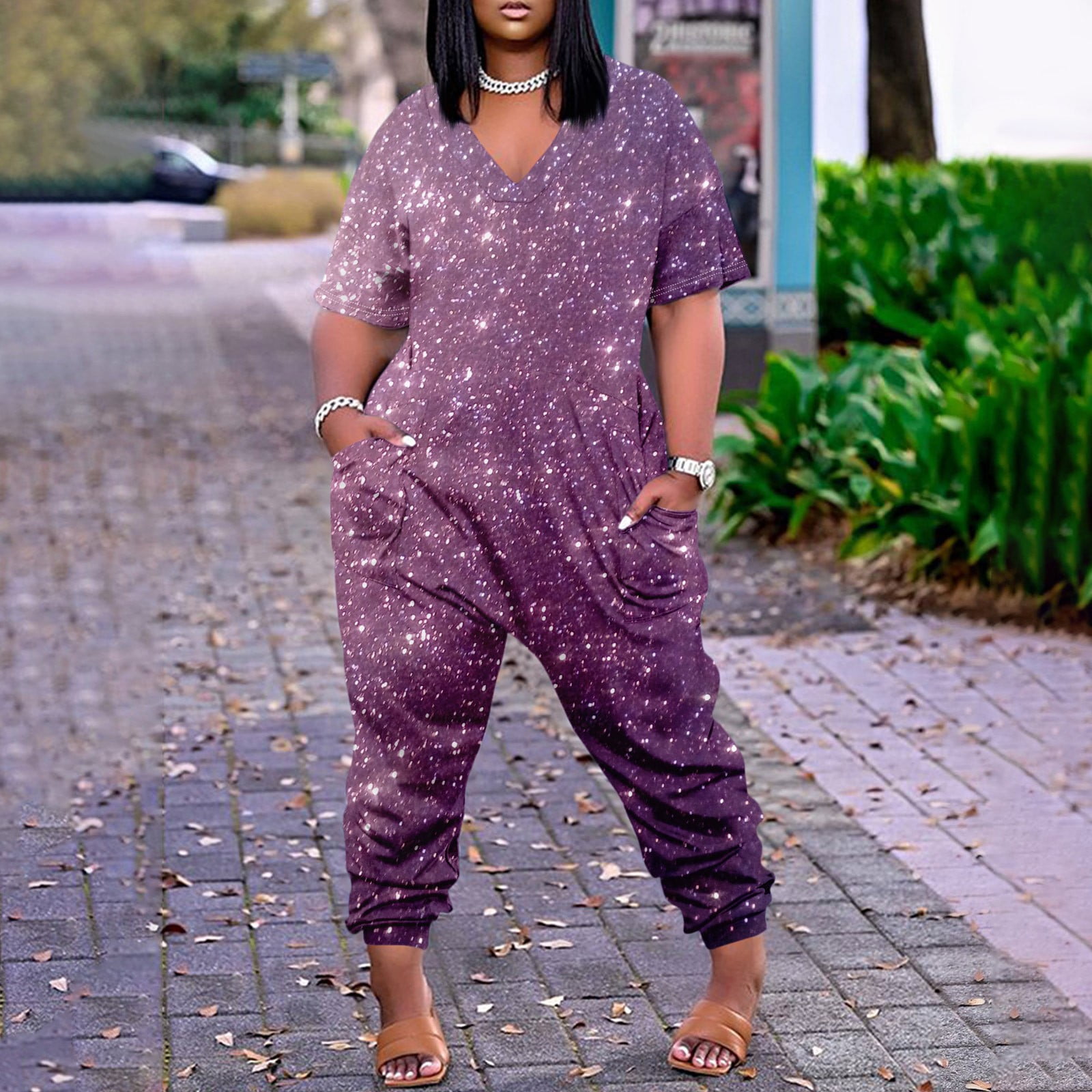 SKSloeg Plus Size Rompers for Curvy Women Oversized Rompers