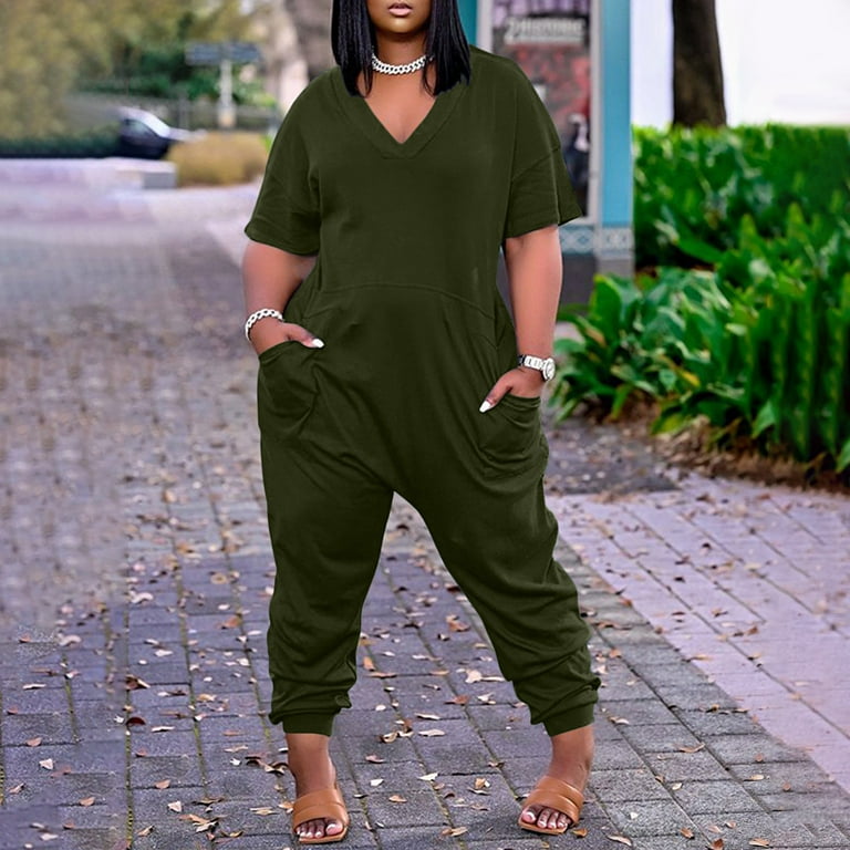 Plus size long pants rompers discount