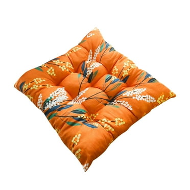 SKSloeg 4 Packs Outdoor/Indoor Wicker Patio Seat Cushion Pad with Ties - Weather Resistant, Polyester Tufted Dining Square Chair Cushion, 16" x 16" Ginger