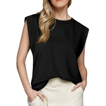 SKSloeg White Tank Top Woman Summer Tank Top Cap Sleeve Scoop Neck Tshirt Loose Fit Casual Print Tank Tunic Blouse Black 2XL
