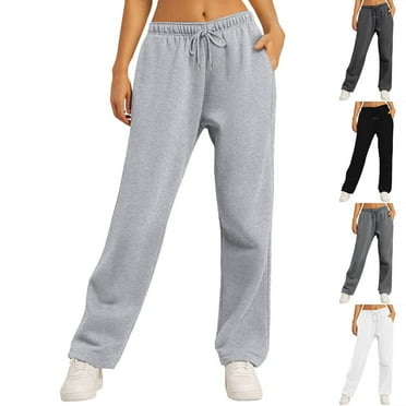 SKSloeg Wide Leg Sweatpants Women Drawstring Elastic Waist Cargo Sweatpants Wide Leg High Waisted Casual Baggy Joggers Pants with Pockets White XL