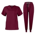 SKSloeg Women Scrubs Sets Plus Size Medical Uniforms Petite V Neck