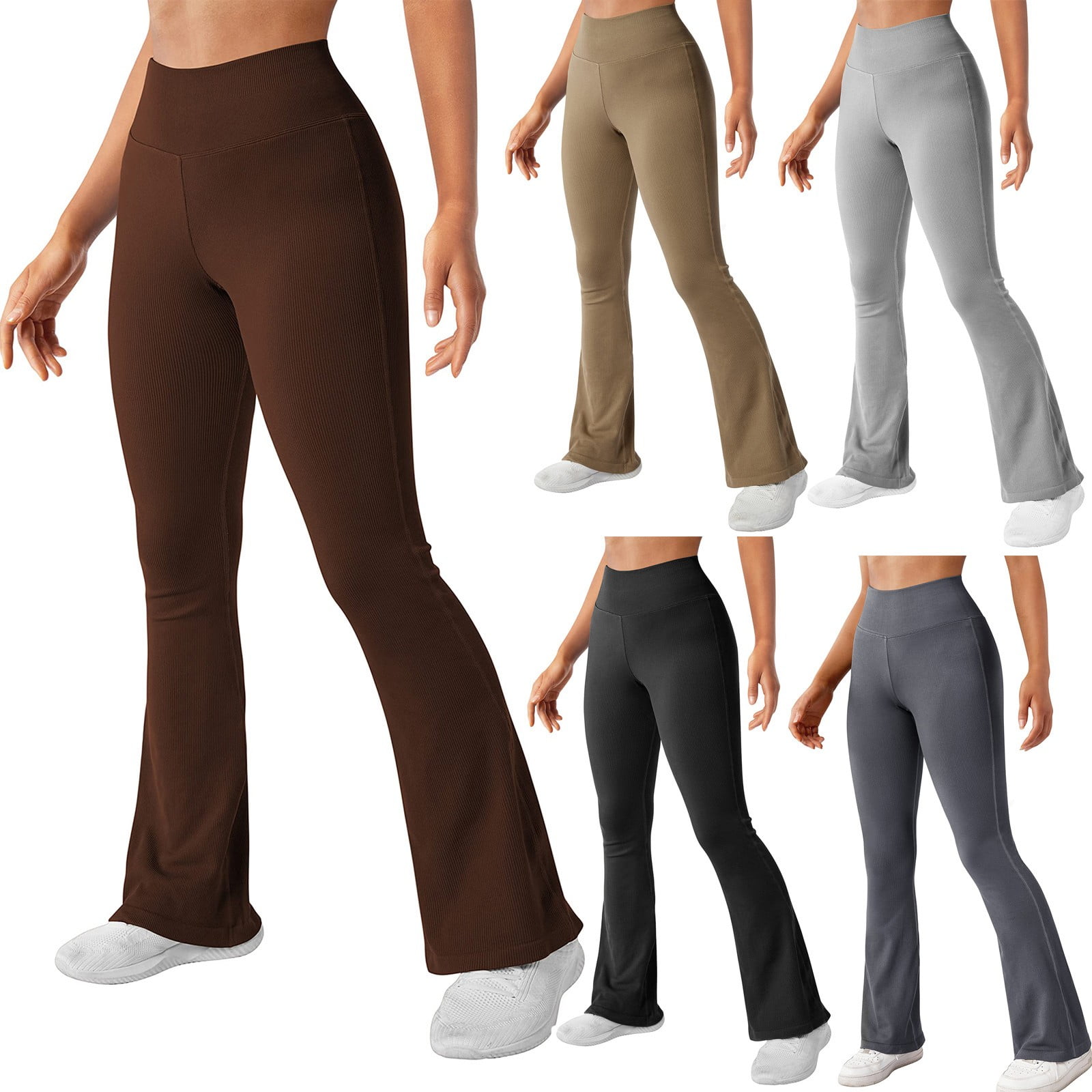 SKSloeg Women s Bootcut Yoga Pants with Pockets High Waist Workout Bootleg Yoga Pants Tummy Control 4 Way Stretch Pants Black L Walmart