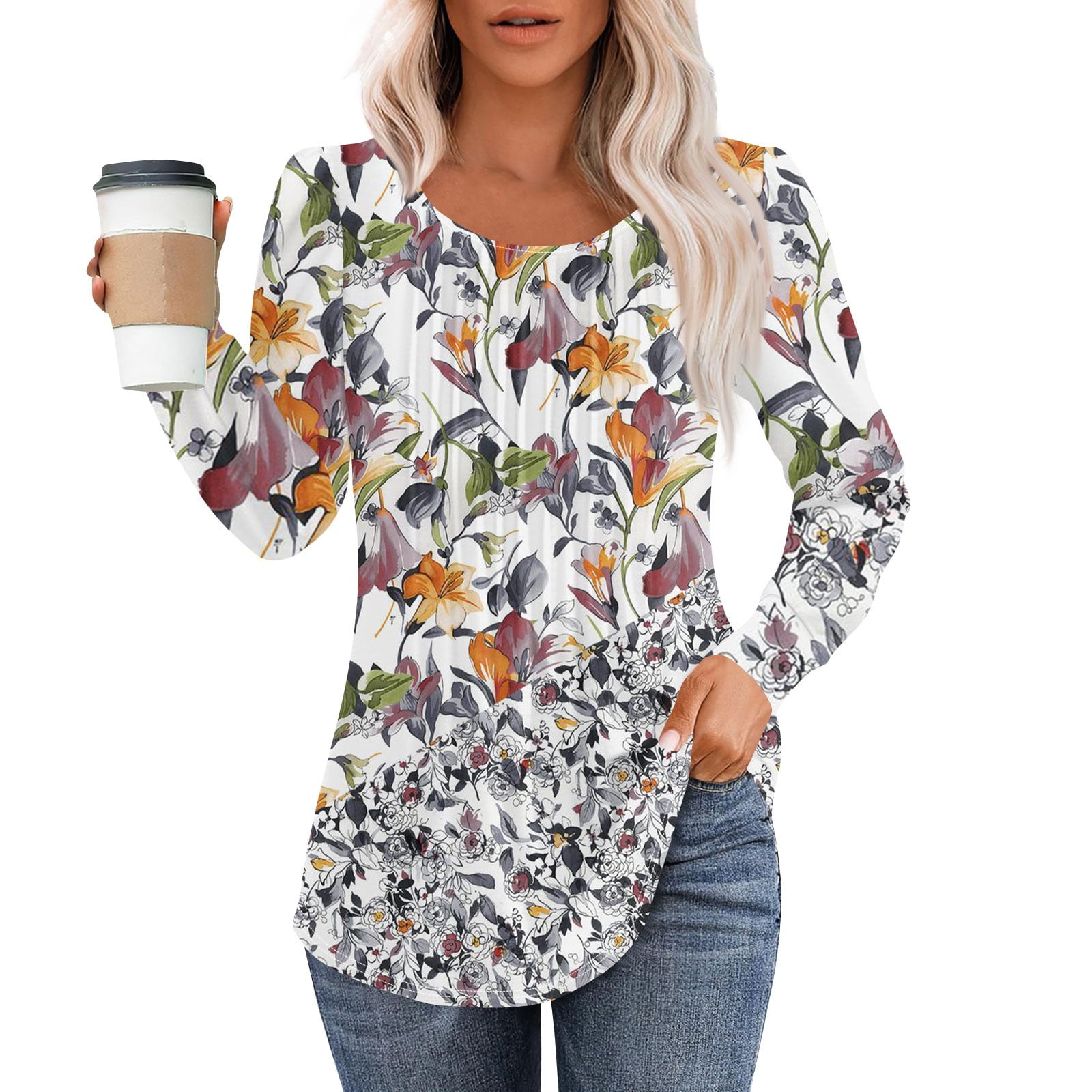 Saloogoe Women's Long Sleeve Tunic Top - Loose Fit Crewneck Pullover For Fall - View #9