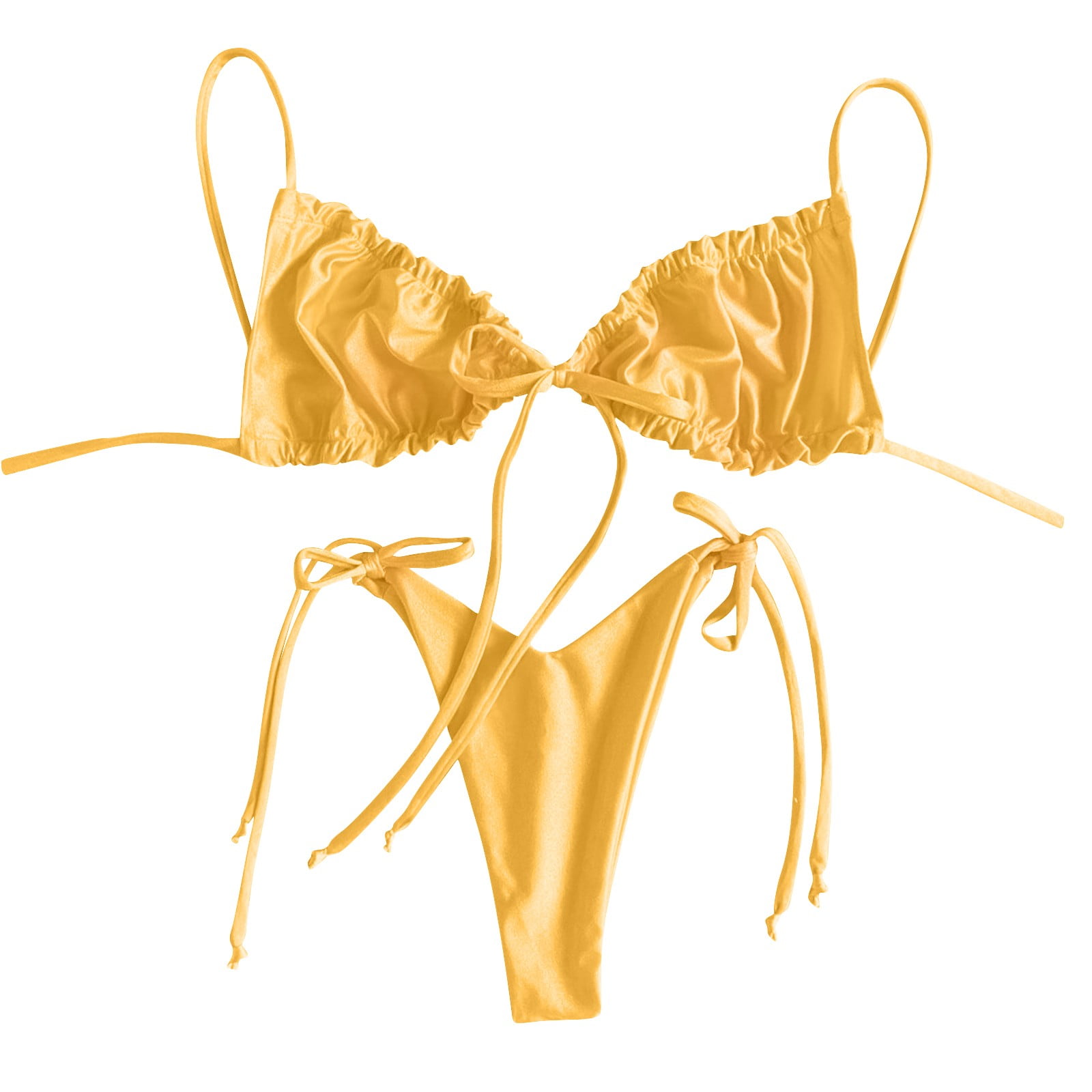 SKSloeg Women's Swimsuit Halter Triangle Bra with Tie Side Panty Bikini