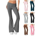 thumbnail image 1 of SKSloeg Womens Flare Yoga Pants Flare Leggings Trendy Fold Over Bell Bottom Yoga Pants Low Rise Bootcut Pants Casual Workout Bell Bottom Leggings Black M, 1 of 6