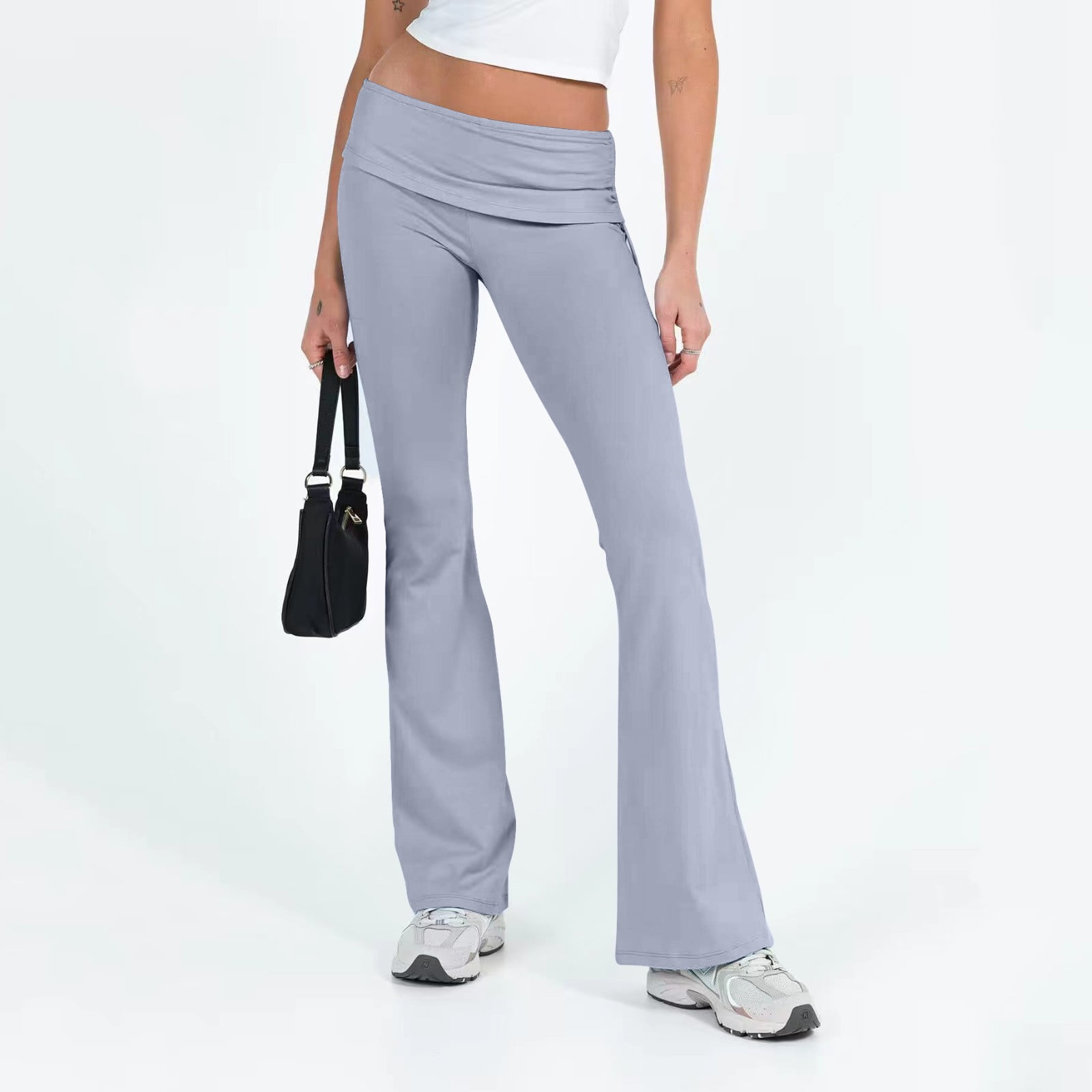 Fold Over Leggings Pink KOGMO Women's Premium Cotton Flared Fold