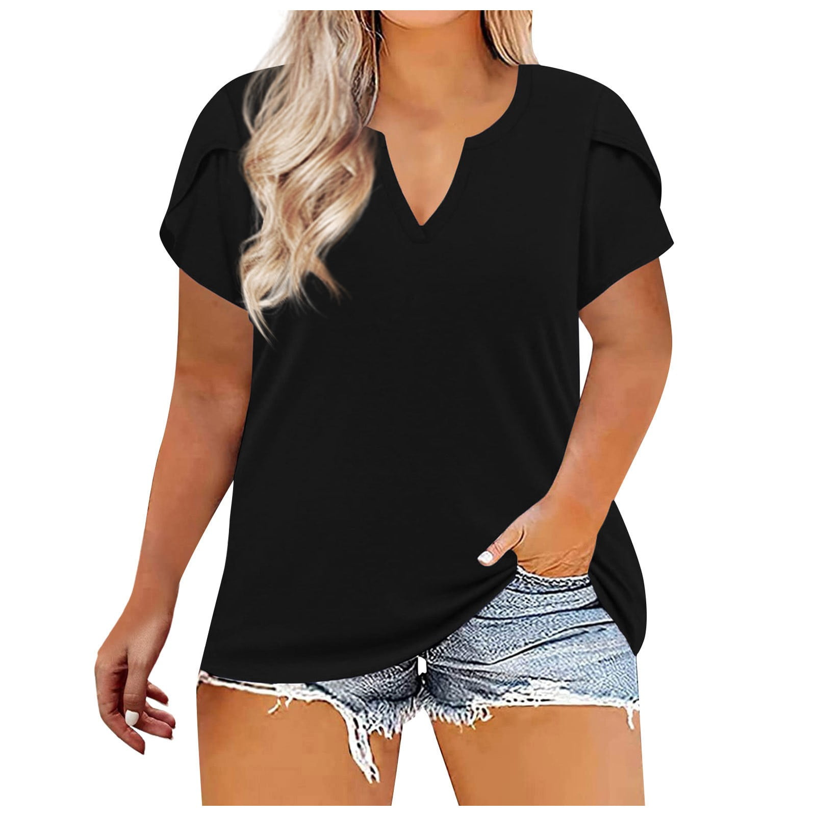 SKSloeg Womens Plus Size Clearance $5 Short Sleeve Crewneck Loose T ...