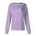 thumbnail image 1 of SKSloeg Womens Scrub Jackets, Women Long Sleeve Pocket Working Stand-up Collar Solid Color Single-breasted Protective Cardigan Jacket Top Light Purple XL, 1 of 4