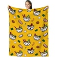 thumbnail image 1 of SKT T1 Ramen Blanket Cute Ramen Noodle Soup Japanese Food Yellow Blanket Throw for Kids Adults, Ramen Decor Ideas, Soft Lightweight Flannel Blankets for Bedroom Living Room 50"x40", 1 of 6