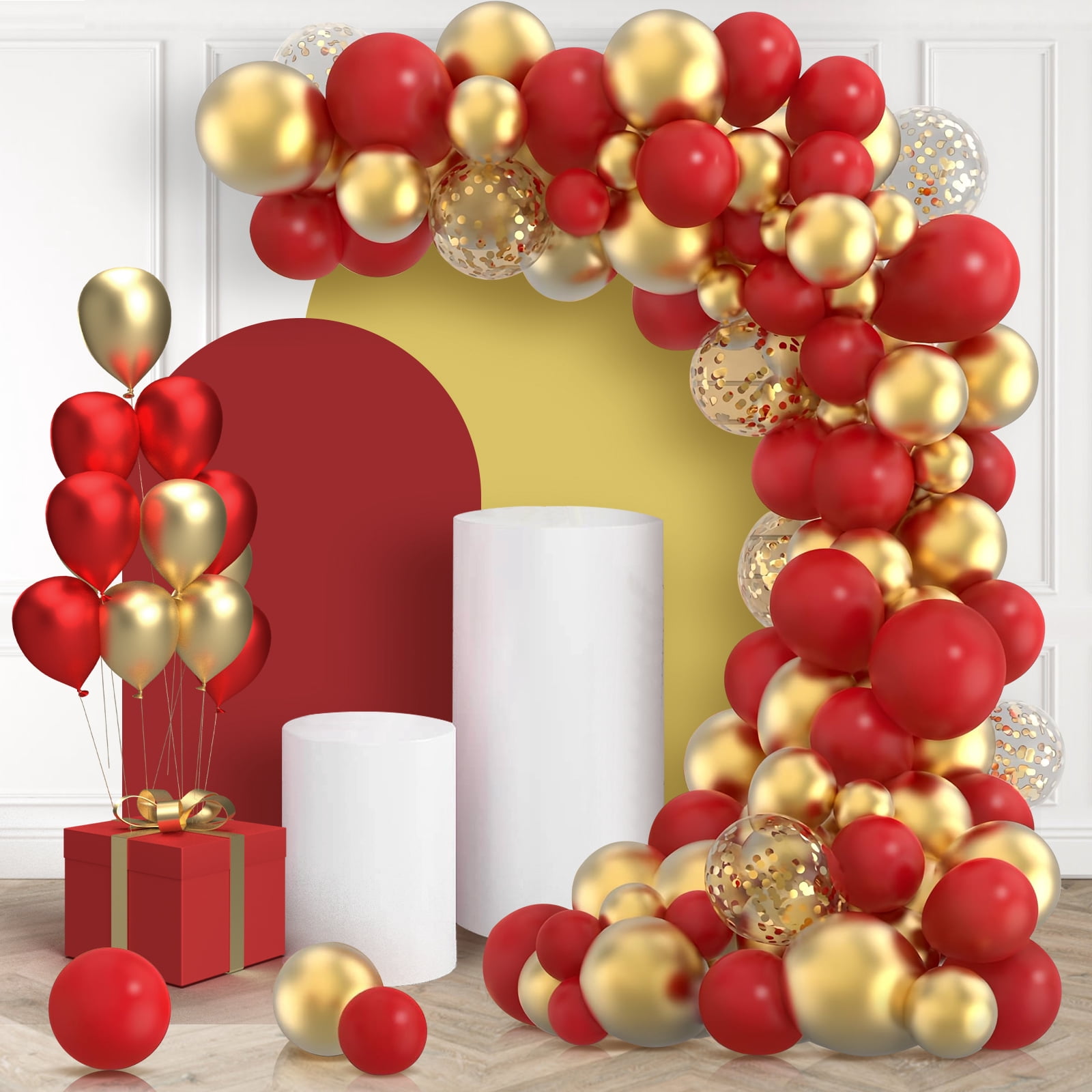 SKTMH 120Pcs Red and Gold Balloon Garland Wedding Party Decorations ...