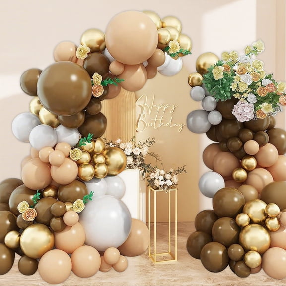 SKTMH 123Pcs Brown Balloon Garland Arch Kit Teddy Bear Party Decorations Brown Nude Balloons for Teddy Bear Birthday Decorations Wedding Bridal Shower Boho Woodland Baby Shower Decorations