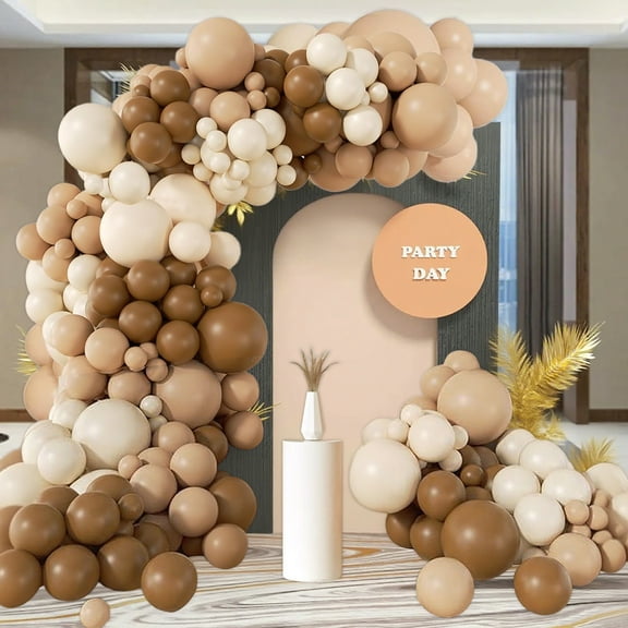 SKTMH 140Pcs Brown Balloon Garland Arch Kit Teddy Bear Party Decorations Boho Neutral Balloons Nude Coffee Brown Balloons for Baby Shower Gender Reveal Woodland Wedding Jungle Safari Wild Decorations