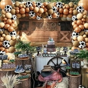 SKTMH 143Pcs Cowboy Balloon Garland Cowboy Party Decorations Brown Cocoa Apricot Balloon Arch Cow Print Balloons Cow Print Balloon Arch Western Cowboy Party Decorations Cowboy Baby Shower Decorations